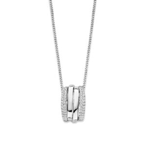 Collier avec pendentif argent et pavages zirconiums 14 x 20 mm, Naiomy