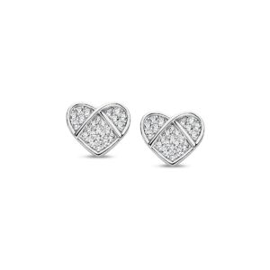 Boucles d'oreilles argent et zirconiums, Coeurs 10 x 12 mm, Naiomy