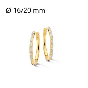 Créoles articulées, argent doré et zirconiums, Ø 16/20 mm, Naiomy