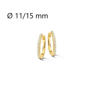 Créoles articulées, argent doré et zirconiums, fil 1.5 mm, Ø 11/15 mm, Naiomy