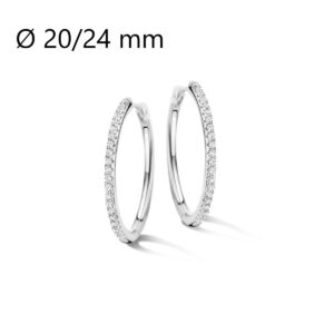 Créoles articulées, argent et zirconiums, fil 1.5 mm, Ø 20/24 mm, Naiomy