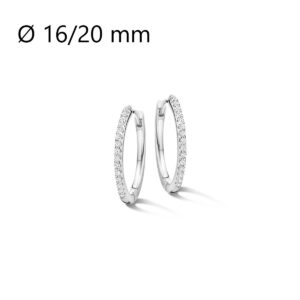 Créoles articulées, argent et zirconiums, fil 1.5 mm, Ø 16/20 mm, Naiomy