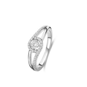 Bague argent, solitaire accompagné fantaisie, Naiomy