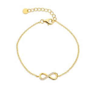 Bracelet argent doré et Zirconiums, sigle infini, Naiomy