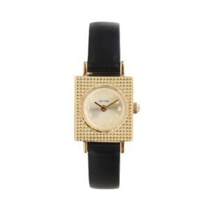Montre femme "Lady 50's" dorée 20 x 18 mm, cuir noir