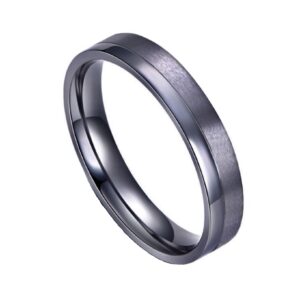 Bague homme, anneau ruban plat 4 mm, Tantale Brossé et Poli