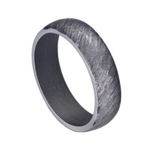 Bague homme, Tantale, ruban bombé 6 mm," brossé Ardoise"