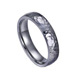 Bague Homme, anneau en Tantale poli, martelé, 5 mm