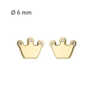 Boucles d'oreilles enfant or jaune, couronne Ø 6 mm
