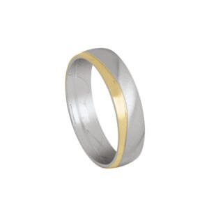Bague homme "Vito" 7 mm, acier et PVD doré