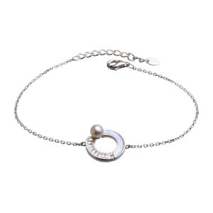 Bracelet argent, perle de culture, Nacre et Zirconiums