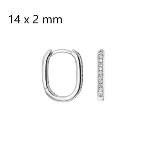 Créoles articulées ovales, argent et zirconiums