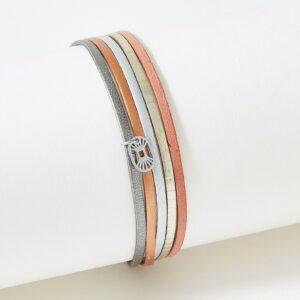 Bracelet acier, 5 liens de cuir Althéa, Artiste, T1