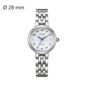 Montre acier femme solaire "Round White", Citizen