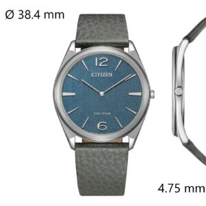 Montre homme acier Solaire Ø 38.4 mm "Suratto Super Thin" 4.75 mm, Citizen