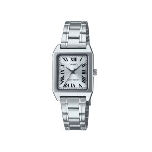 Montre femme acier rectangulaire 22 mm, Chiffres Romains, Casio