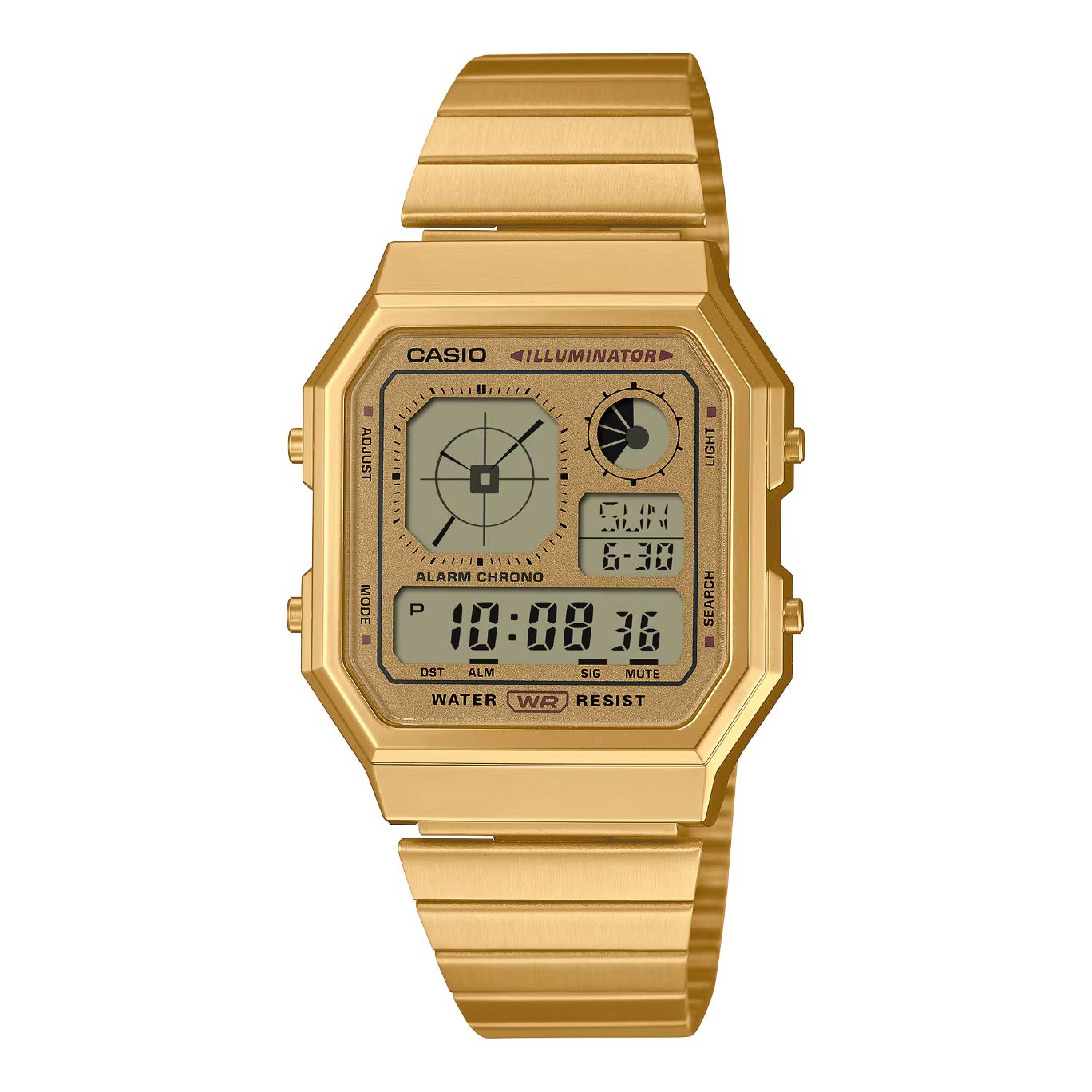 Montre mixte, Vintage dorée Chrono 34 mm, Casio