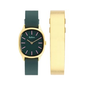 Coffret montre femme Colorama Laurier / doré, Kelton
