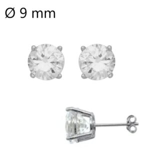 Boucles d'oreilles argent et zirconium Ø 9 mm