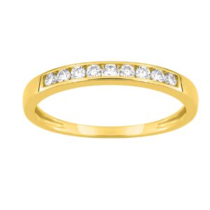 Alliance Or jaune, 9 diamants synthétiques F-VS 0.20 carat