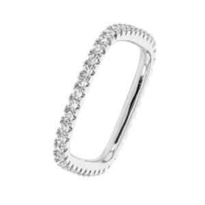 Bague carrée, Argent et zirconiums
