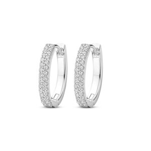 Créoles articulées argent 16 x 15 mm et pavage zirconiums, Naiomy