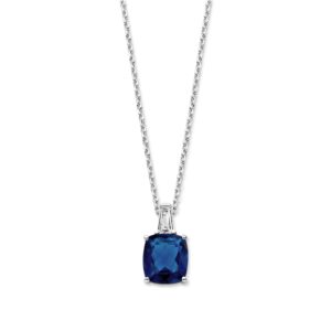 Collier argent et zirconium bleu nuit 8 x 9 mm, Naiomy