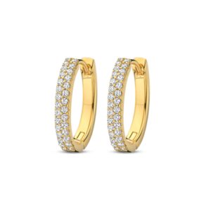 Créoles articulées argent doré 16 x 15 mm et pavage zirconiums, Naiomy