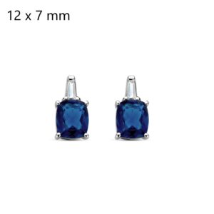 Boucles d'oreilles argent 12 x 7 mm, zirconiums bleus nuit et blancs, Naiomy