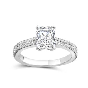 Bague argent, zirconium 8 x 6 mm et pavage, Naiomy