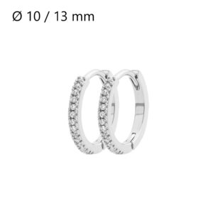 Créoles articulées 10 / 13 mm, argent et zirconiums
