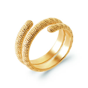 Bague plaqué or, tourbillon texturé 12 mm
