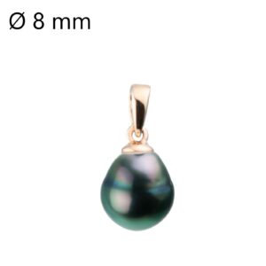 Pendentif or jaune, Perle de Tahiti en goutte 8 mm