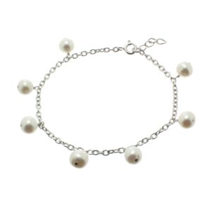 Bracelet argent et pampilles en perles de culture