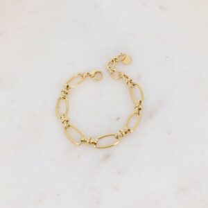 Bracelet acier doré mailles ovales 8 mm