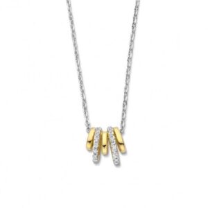 Collier argent et dorure, zirconiums, Naiomy
