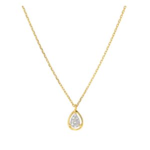 Collier or jaune Poire 7 x 6 mm, Diamants 0,043