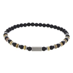 Bracelet homme, acier, Agate et Hématite Ø 4.5 mm, Harvey Stone