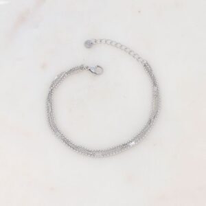 Bracelet acier argenté 4 rangs multichaines