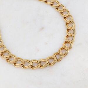 Collier acier doré, maille double, 14 mm