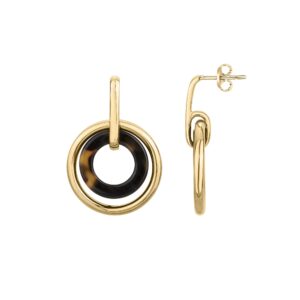 Boucles d'oreilles acier doré et acétate marbrée Ø 27 mm
