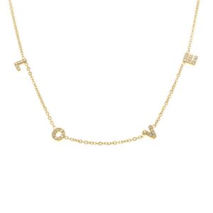 Collier acier doré et zirconiums, "LOVE"
