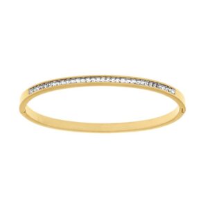 Jonc articulé, acier doré et zirconiums