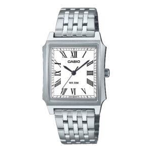 Montre rectangulaire acier 41 x 31.5 mm, Chiffres romains, Casio Classic