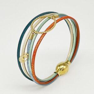 Bracelet acier doré et cuirs "Annabelle" Stardust, T1