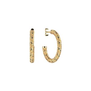 Boucles d'oreilles demi-créoles dorées, Icône torsade Ø 30 mm - Les Georgettes