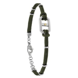 BRACELET CORDELETTE KAKI, ACIER, VIS OR, Jourdan