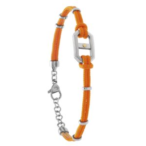 BRACELET CORDELETTE ORANGE, ACIER, VIS OR, Jourdan