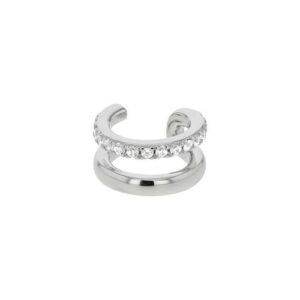Bague d'oreille double Ø 10/12 mm, argent et zirconiums