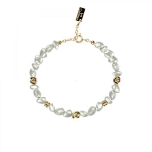 Bracelet Malibu, métal doré et perles blanches - Les Cadettes